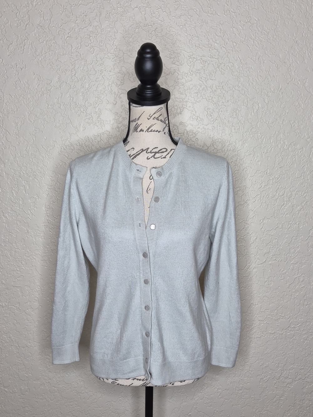 Croft & Barrow Button Front Cardigan Sweater Gray Size Petite Small